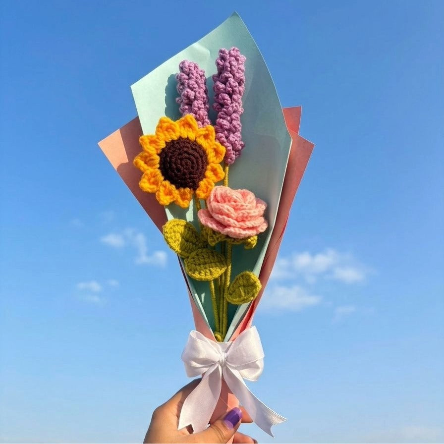 Golden Sunflower & Rose Crochet Bloom Bouquet - Bookings For July only!